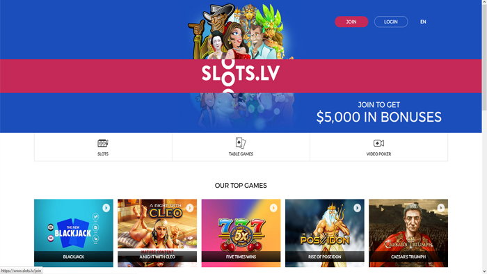 Slots.LV Homepage